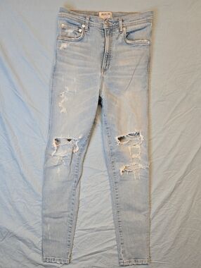 Agolde Light Blue Wash Distressed Skinny Tapered Fit Jeans